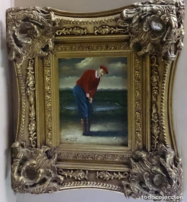 Arte: Pareja de oleos de golfistas - Foto 1