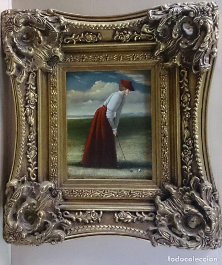 Arte: Pareja de oleos de golfistas - Foto 2