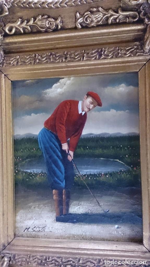Arte: Pareja de oleos de golfistas - Foto 3
