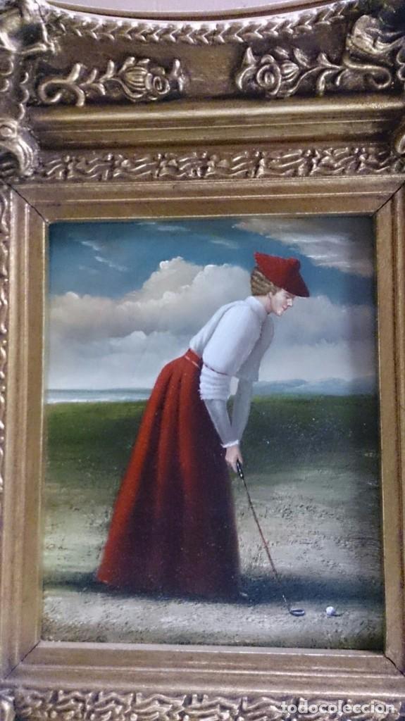 Arte: Pareja de oleos de golfistas - Foto 4