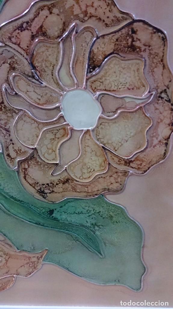 Arte: Flores, tecnca mixta sobre tablex, firmado - Foto 3