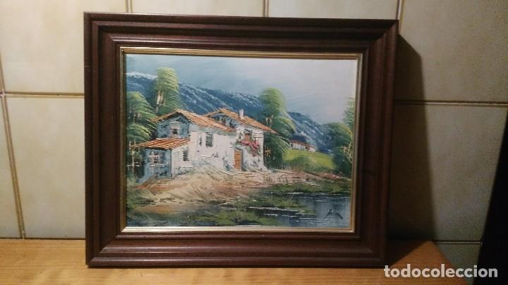 Arte: CUADRO. CASAS JUNTO AL LAGO. - Foto 1