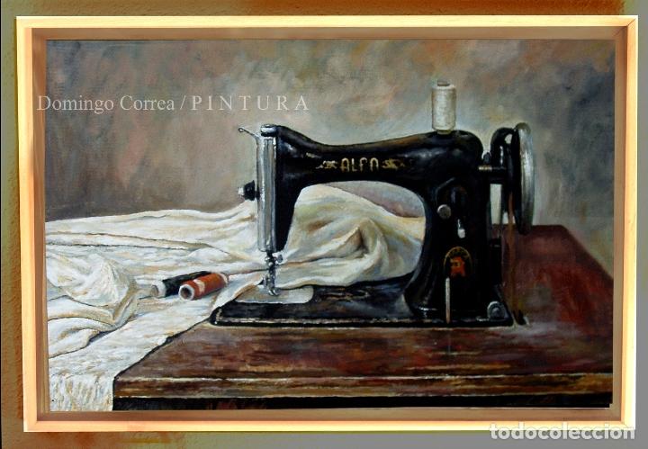 maquina de coser alfa'. óleo lienzo 68 x 31 cm - Compra venta en