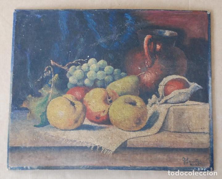 Arte: CUADRO BODEGON FRUTAS OLEO/CARTON FIRMADO Y FECHADO