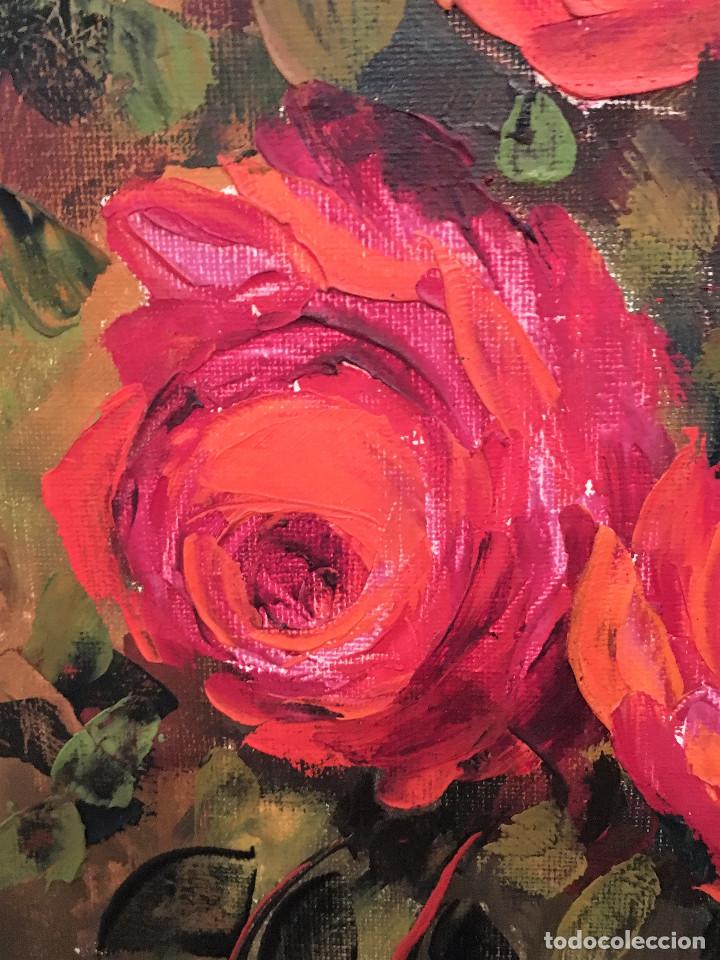 Arte: Cuadro al Oleo de C&aacute;ndido Ort&iacute; - Rosas Rojas - Foto 3