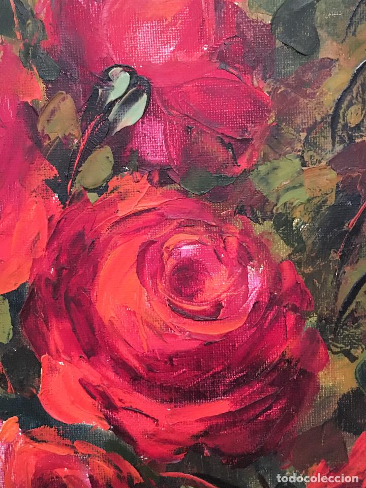 Arte: Cuadro al Oleo de C&aacute;ndido Ort&iacute; - Rosas Rojas - Foto 4