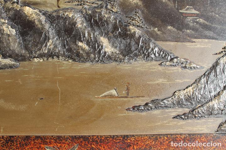 Arte: TABLA JAPONESA EN RELIEVE LACADA Y PINTADA - Foto 2