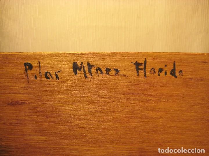Arte: Paleta rectangular de madera pintada al &oacute;leo. Flores - Foto 4