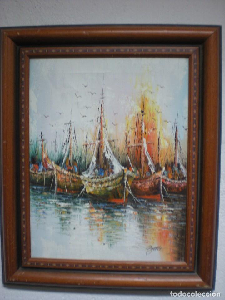 Arte: Lienzo, barcos en el puerto - Foto 1