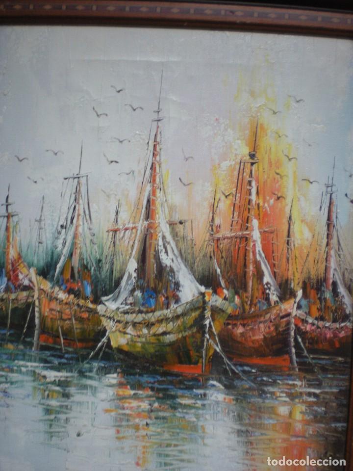 Arte: Lienzo, barcos en el puerto - Foto 4
