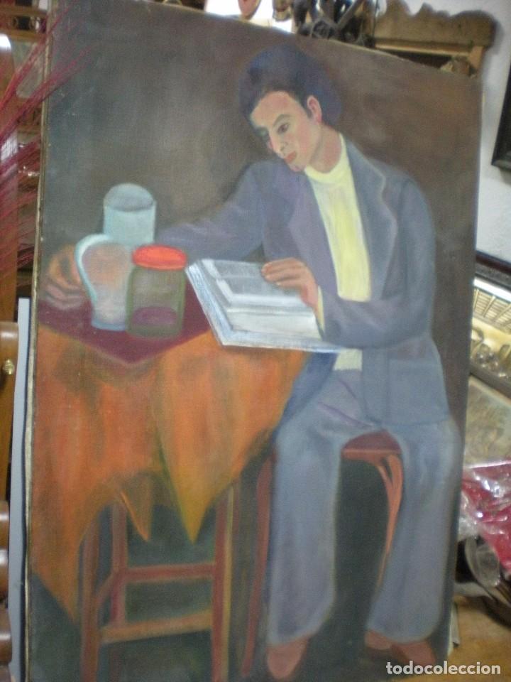Arte: lienzo, estudiante leyendo, 65x92cm - Foto 1