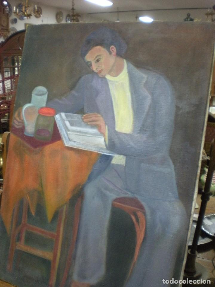Arte: lienzo, estudiante leyendo, 65x92cm - Foto 2