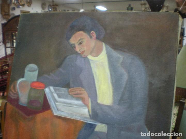 Arte: lienzo, estudiante leyendo, 65x92cm - Foto 3