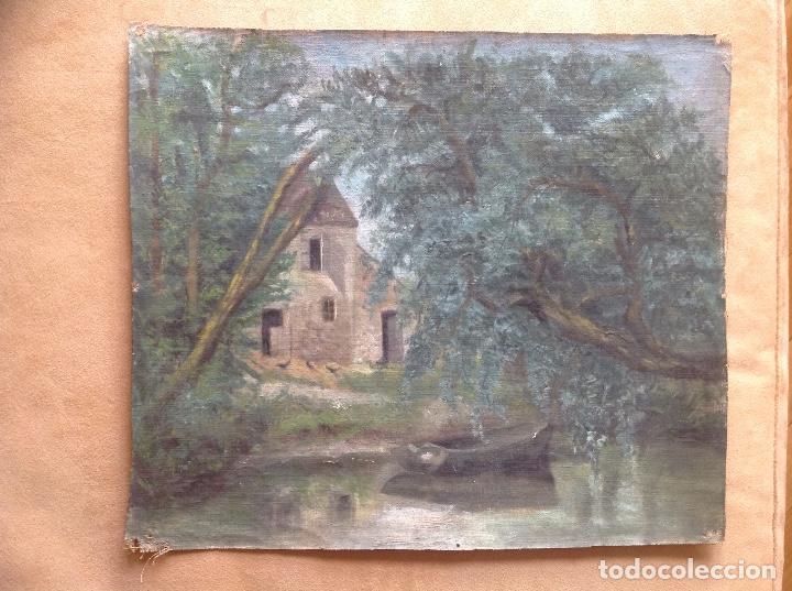 Arte: An&oacute;nimo. Paisaje y casa. - Foto 1