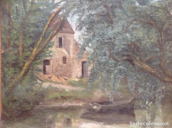 Arte: An&oacute;nimo. Paisaje y casa. - Foto 2