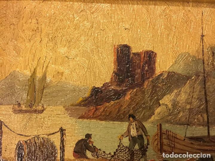 Arte: 2 tablas pintadas escenas de puertos - Foto 6