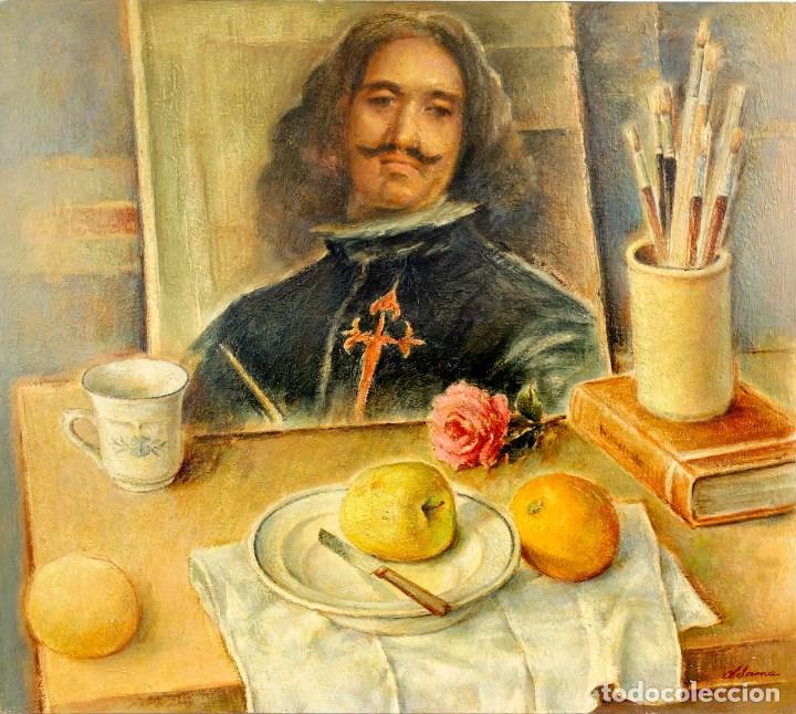 Arte: BODEG&Oacute;N CON VELAZQUEZ. &Oacute;LEO 49x44 - Foto 1