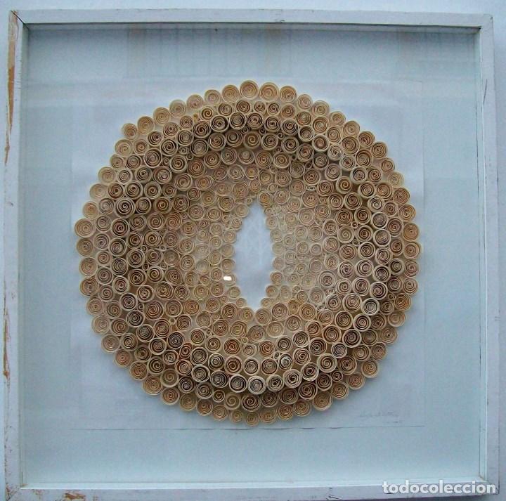 Art: MONICA SARMIENTO PINTORA ECUATORIANA PINTO ESCULTURA SERIES HOJAS COLLAJE MED50X50 CM