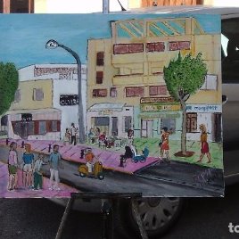 Ejido, calle Lobero, óleo sobre lienzo 50x70 cm. autor Crespo