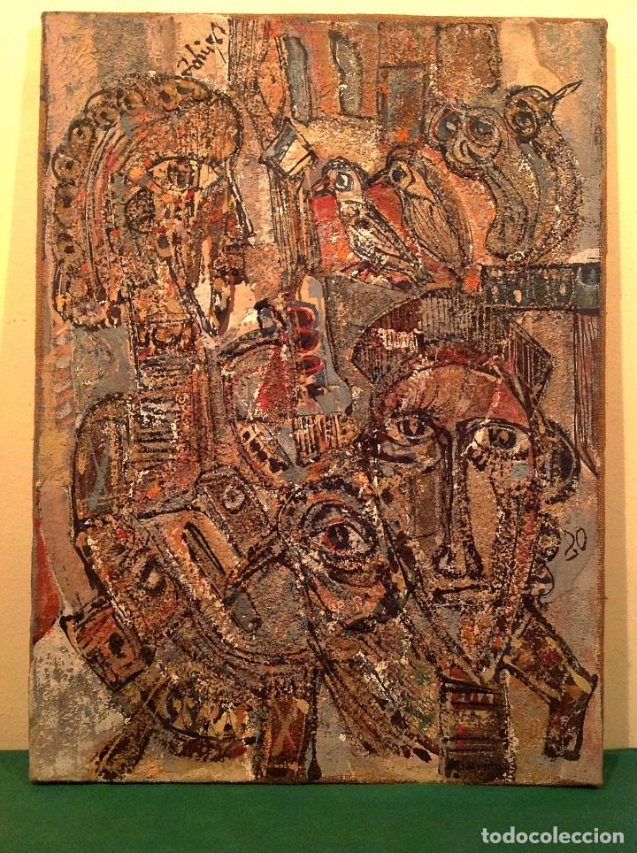Arte: Cuadro del pintor Georges Ebrin Adingra (1933-2005) &Oacute;leo - Foto 3