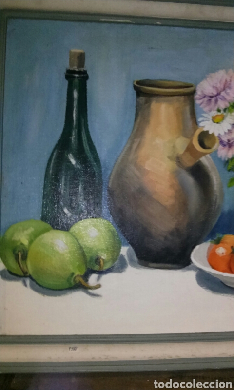 Arte: Oleo sobre lienzo. Bodeg&oacute;n. Firmado. - Foto 4