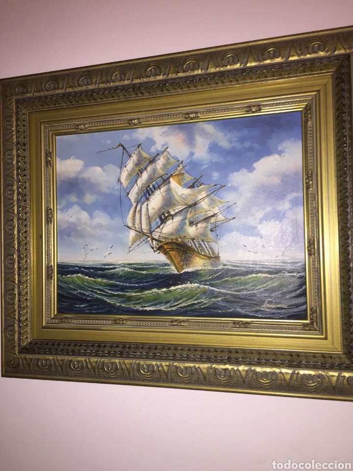 Arte: CUADRO AL &Oacute;LEO DE UN GALE&Oacute;N - Foto 2