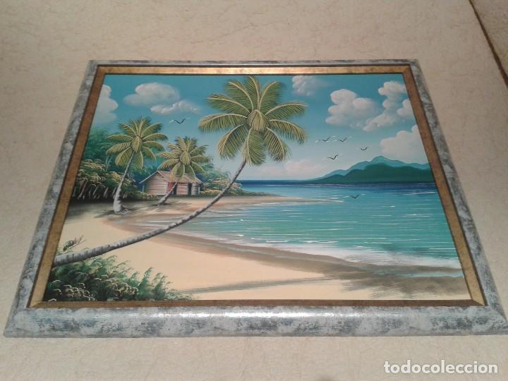 George Stevenson Ocurrencia Tormenta bonito cuadro playa paisaje tropical oleo enmar - Compra venta en  todocoleccion