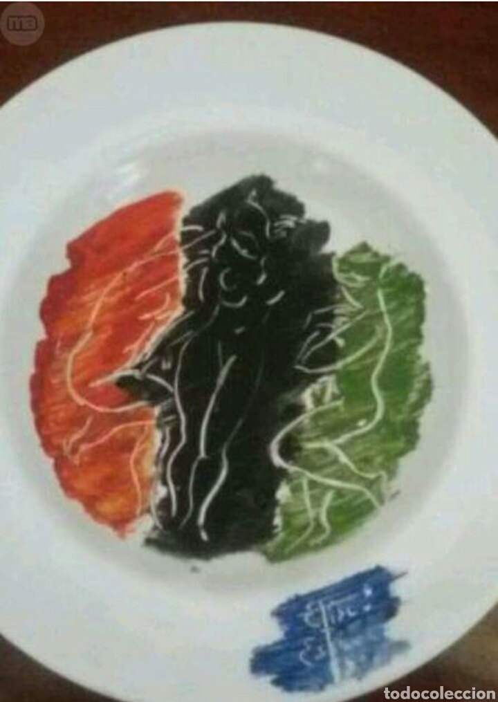 Arte: plato vintage, pintado al oleo - Foto 1