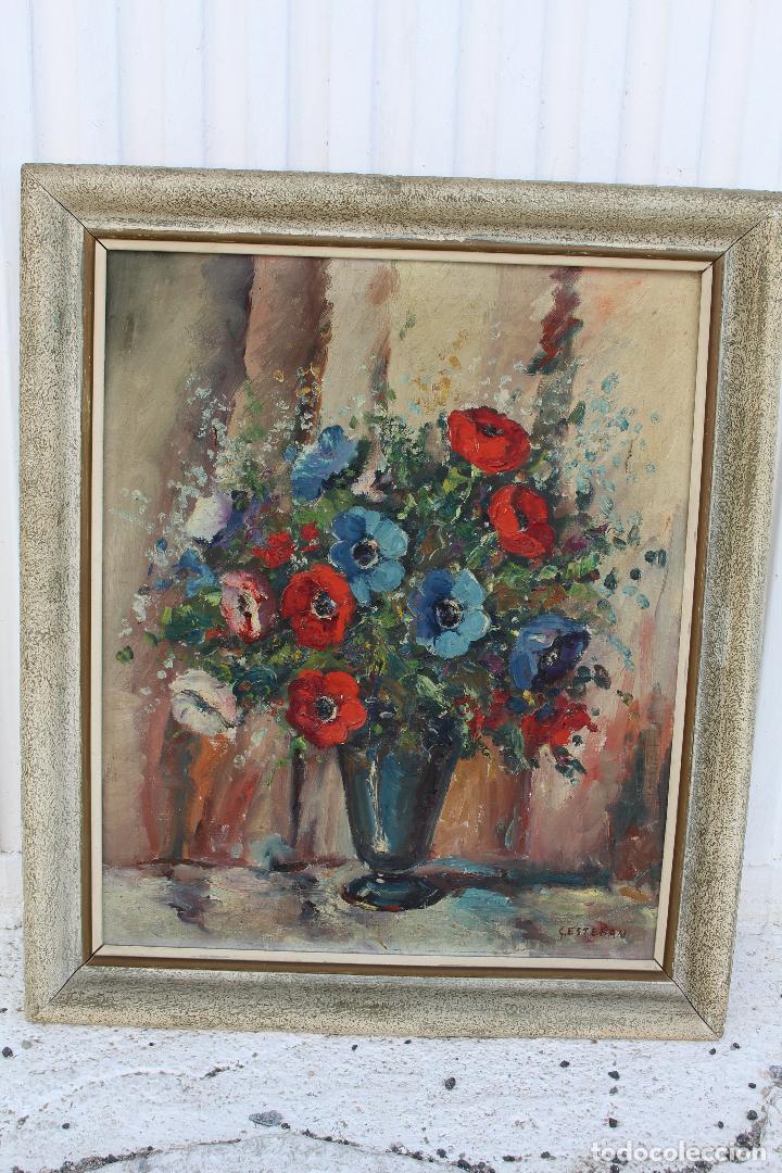 Arte: bodegon al ,oleo sobre liezo,a&ntilde;os 40,firmado g.esteban,grunwald aslge esteban,hungria 1909