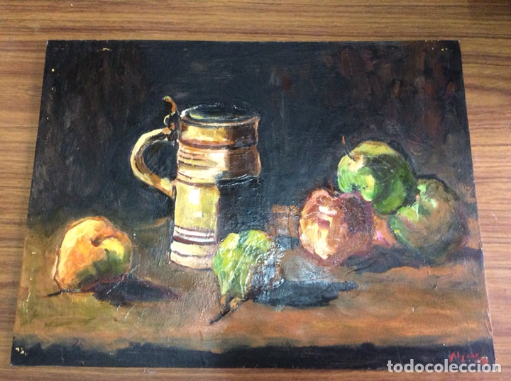Arte: &Oacute;LEO BODEG&Oacute;N EN TABLA. FIRMADO. - Foto 2