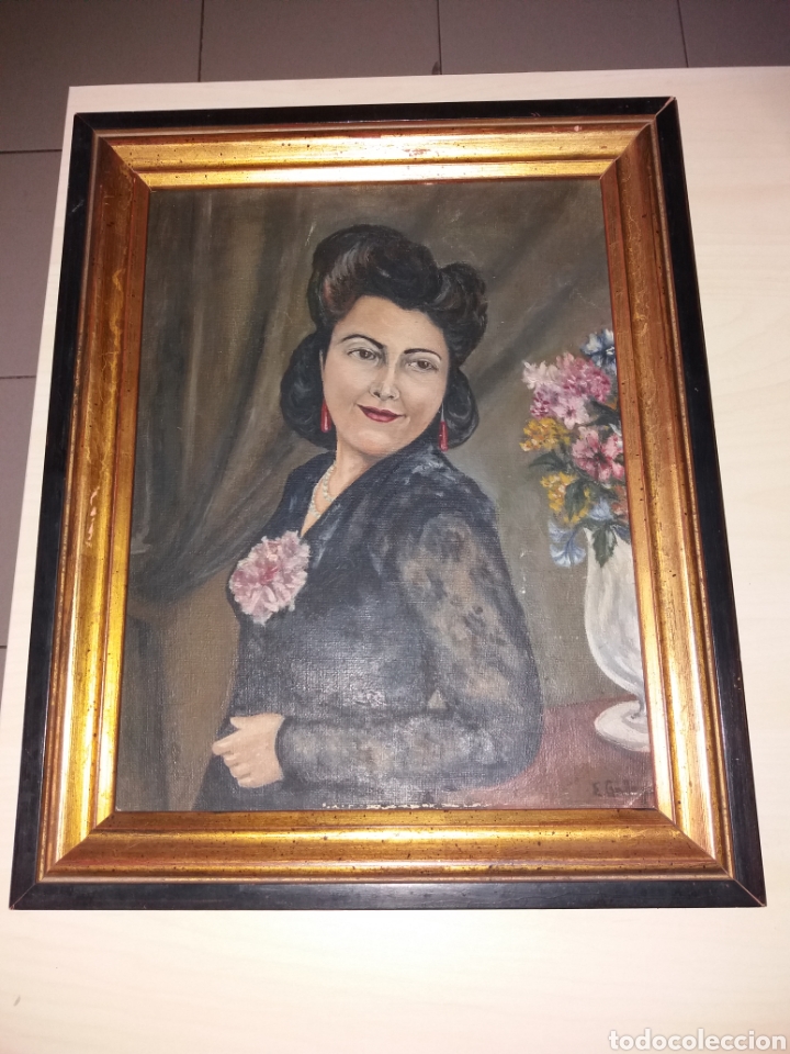 Arte: Antiguo retrato - &Oacute;leo sobre tabla - Foto 1