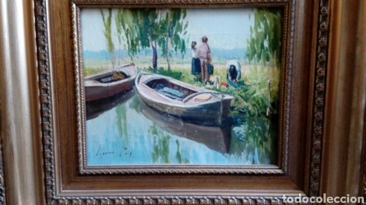 Arte: Barcas en la albufera, oleo de Ignacio Puig - Foto 1