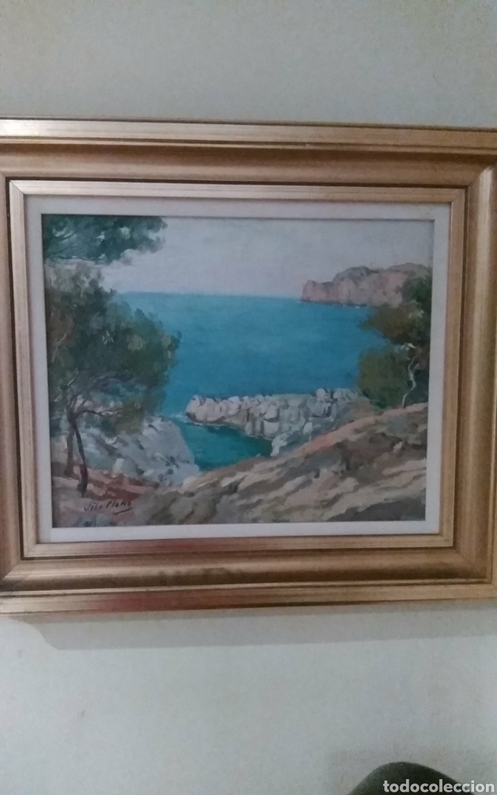 Arte: &Oacute;leo sobre tabla Vila Plana enmarcado - Foto 1