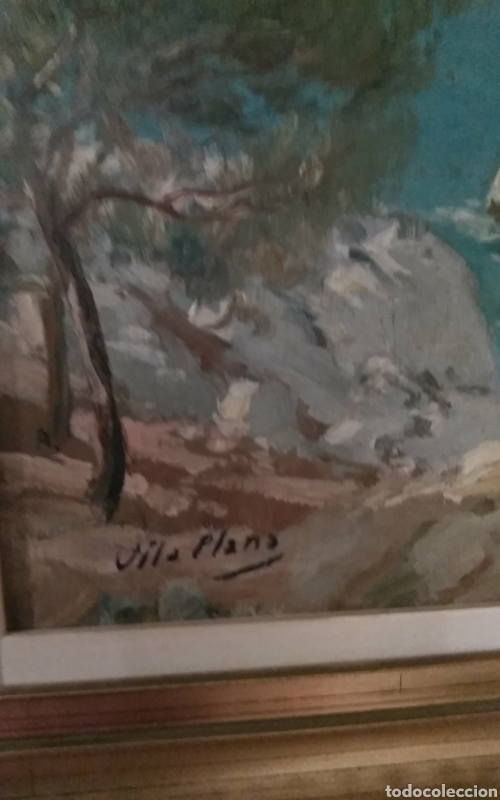 Arte: &Oacute;leo sobre tabla Vila Plana enmarcado - Foto 3