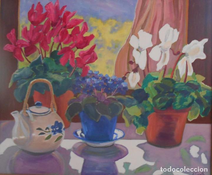 Arte: BODEGON CON CICLAMENES - Foto 1