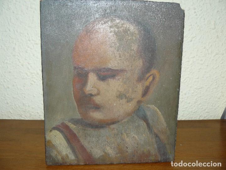 Arte: &ocirc;leo sobre madera - an&oacute;imo - Rostro - Foto 1