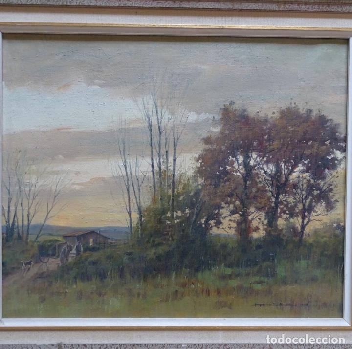 Arte: &Oacute;leo sobre tela de Benito S&aacute;nchez hidalgo 1988(Quintana de la Serena)camino del hogar.