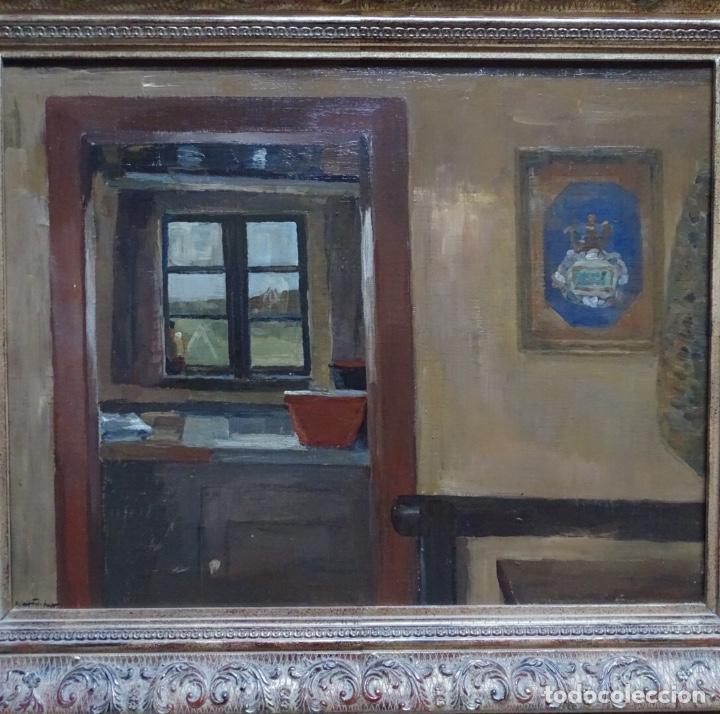 Arte: Gran &oacute;leo sobre tela con firma ilegible.buen trazo.gran calidad.