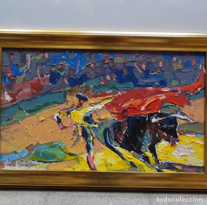 Arte: &Oacute;leo sobre tela pintado a esp&aacute;tula.ilegible.pase torero.gran abstracci&oacute;n en el dibujo.buen trazo.