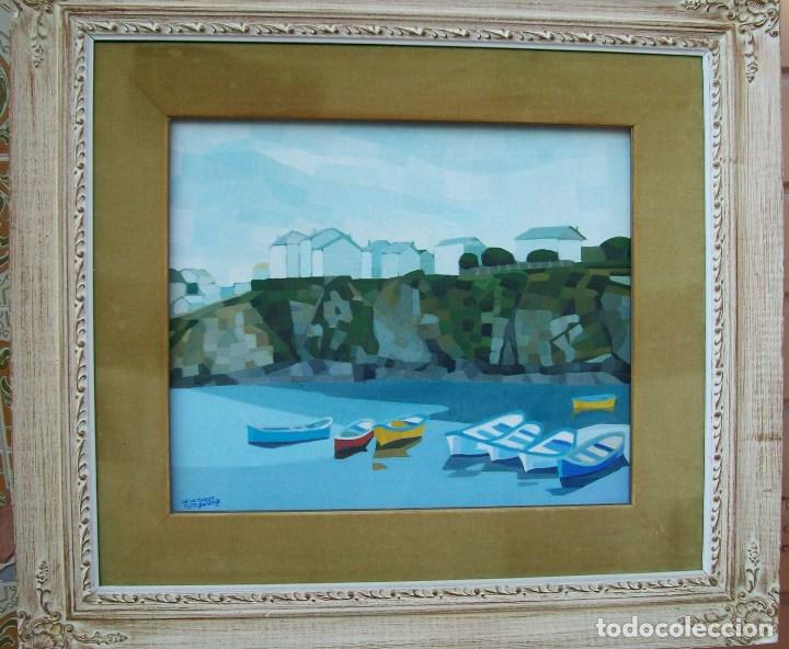 Art: MAGNIFICA OBRA PUEBLO ASTURIANO FIRMADO DE LA TORRE ESTEBANEZ O/LIENZO 46 X 55 CON MARCO 80X95