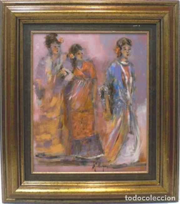 Arte: Gitanas - Aurora Gallego - Oleo sobre tabla - 67x59 cm - Foto 1