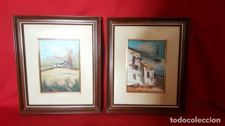Arte: G Paisajes con casa. Pinturas de oleo sobre lienzo. Enmarcadas.
