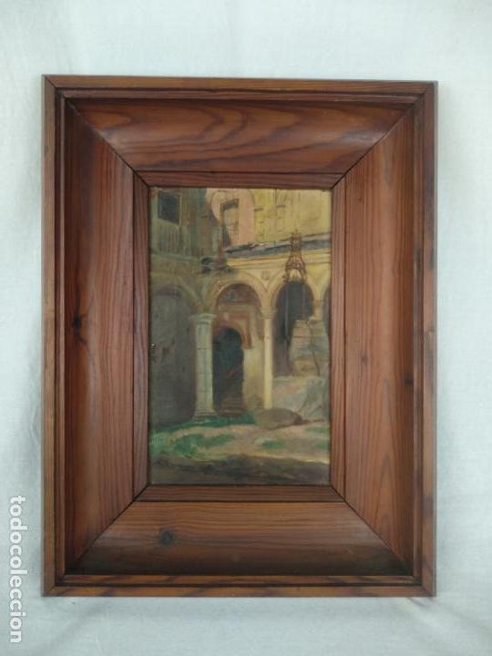 Arte: PAISAJE ARQUITECTURA POPULAR - PATIO ANDALUZ - OLEO FIRMADO - MARCO DE CAOBA O MUY SIMILAR -