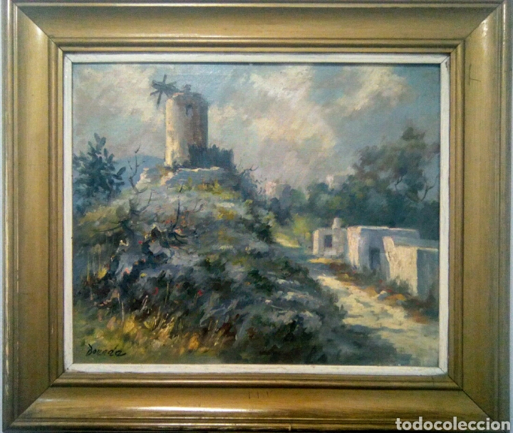 Arte: Lluis Bonada Berenguer. Pintor nacido en Sabadell en 1908.(Paisaje Ibicenco) Ibiza.