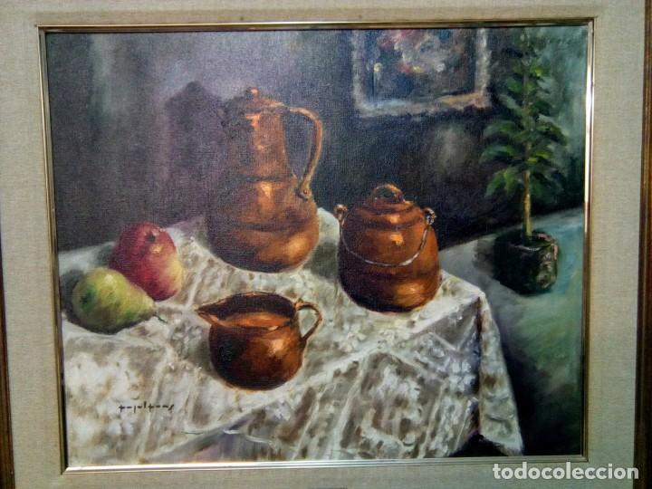Arte: Pujol Pons. &Oacute;leo sobre lienzo Bodeg&oacute;n. - Foto 2