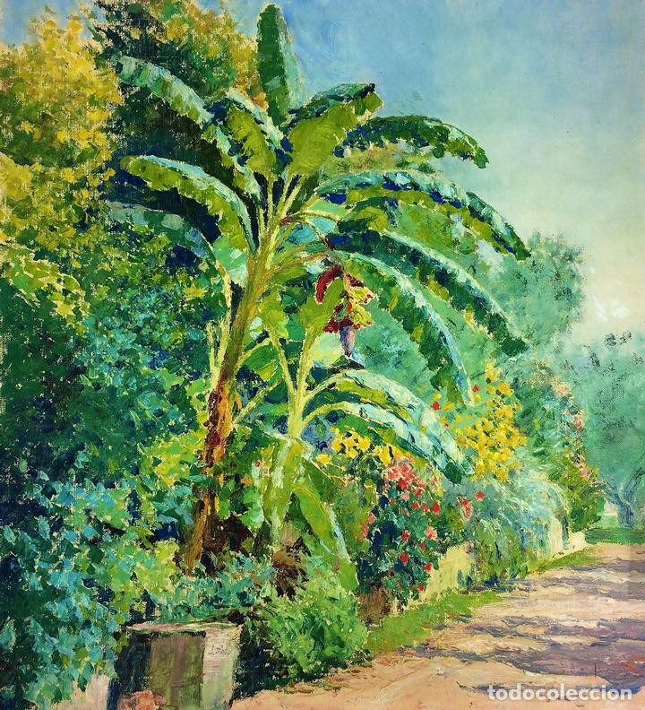 jardín florido. óleo sobre lienzo. firmado. jul - Comprar Pintura al