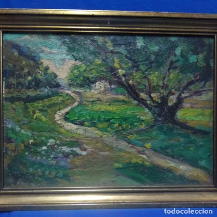 Arte: &Oacute;leo sobre tablex anonimo.paisaje.excelente escuela catalana.