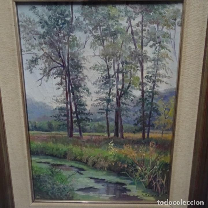 Arte: &Oacute;leo sobre tela firmado s. Mallarach.olot 1911.contrallum.roureda la moixina.