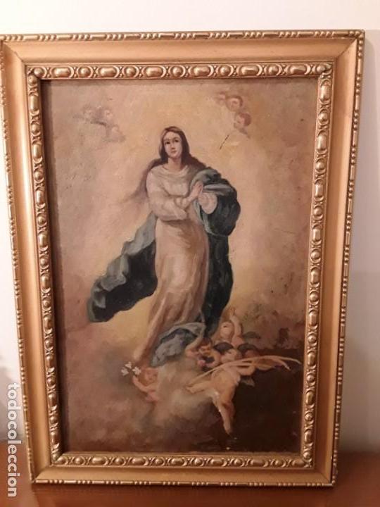 Arte: INMACULADA CONCEPCI&Oacute;N  - COPIA MURILLO - OLEO SOBRE TABLA. - Foto 2