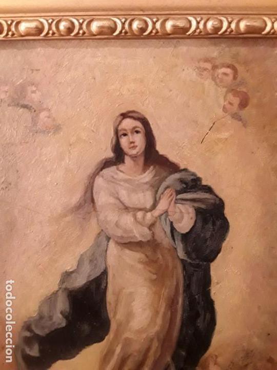 Arte: INMACULADA CONCEPCI&Oacute;N  - COPIA MURILLO - OLEO SOBRE TABLA. - Foto 3